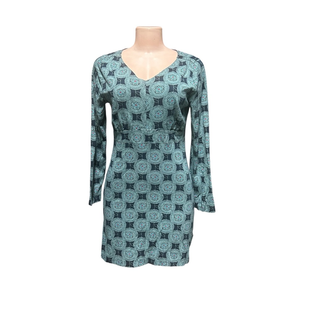 Brakeburn Long Sleeve Geometric Print Casual V Neck Dress Women's Size 10